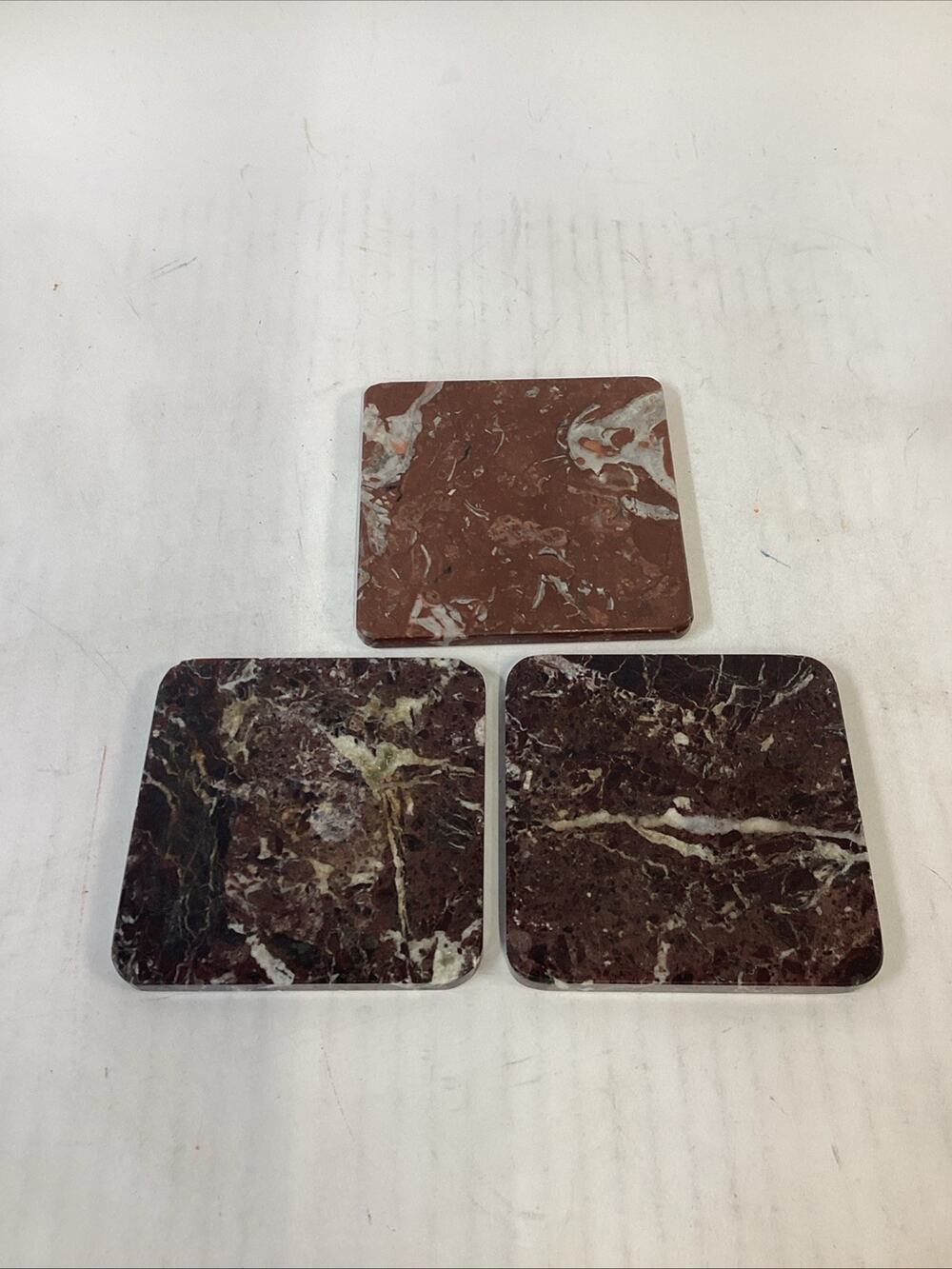 Set Of 3 Vintage Marble Coasters